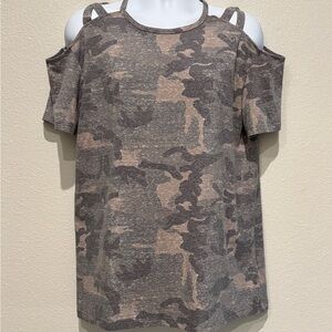 Lucky & Blessed Brown Tan Cut Out Blouse